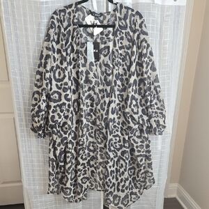ONA Women's Black and Gray Leopard Kimono